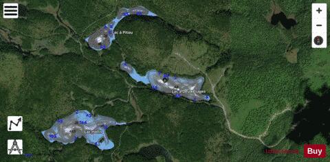 Deux Etages, Lac des depth contour Map - i-Boating App - Satellite