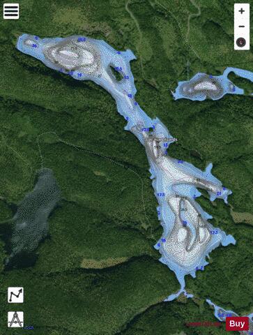 Lezards, Lac aux depth contour Map - i-Boating App - Satellite