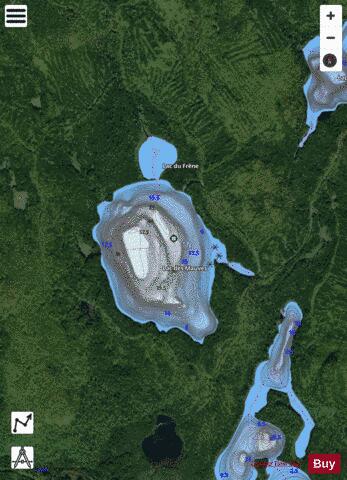 Mauves, Lac des depth contour Map - i-Boating App - Satellite