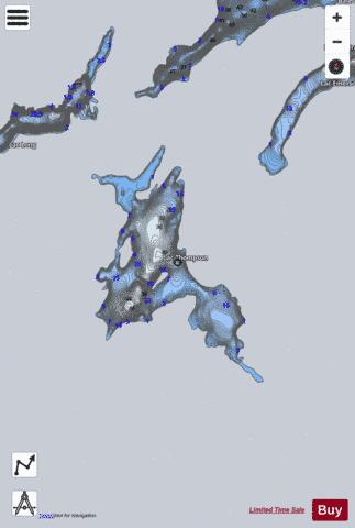 Lac Thompson depth contour Map - i-Boating App - Satellite