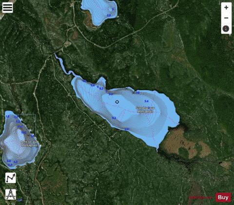 Montagnais, Grand lac aux depth contour Map - i-Boating App - Satellite