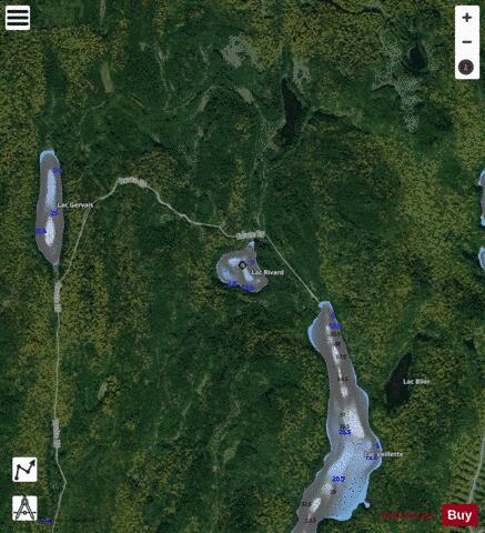 Rivard, Lac depth contour Map - i-Boating App - Satellite