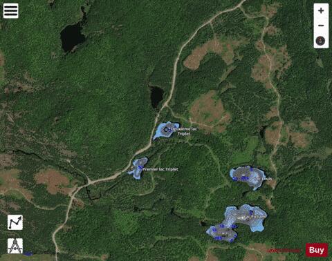 Triplet, Deuxieme lac depth contour Map - i-Boating App - Satellite