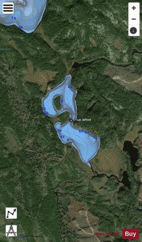 Alfred, Lac depth contour Map - i-Boating App - Satellite