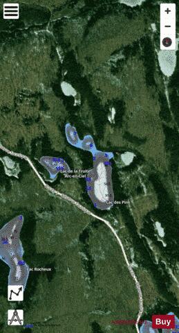 Pins, Lac des depth contour Map - i-Boating App - Satellite