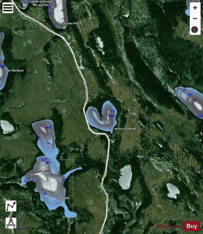 Fer a Cheval, Lac en depth contour Map - i-Boating App - Satellite