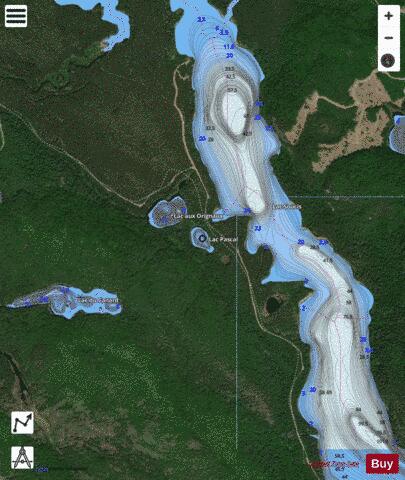 Pascal, Lac depth contour Map - i-Boating App - Satellite