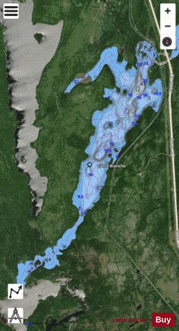 Blanche, Lac la depth contour Map - i-Boating App - Satellite