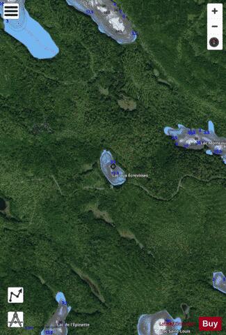 Ecrevisses, Lac aux depth contour Map - i-Boating App - Satellite