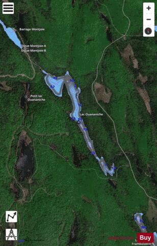 Ouananiche, Lac depth contour Map - i-Boating App - Satellite