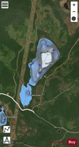 Orties, Lac des depth contour Map - i-Boating App - Satellite