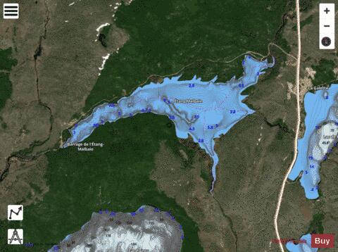 Malbaie, Etang depth contour Map - i-Boating App - Satellite