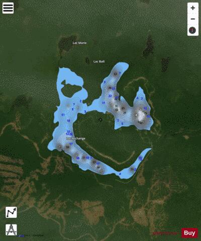 Archange  Lac depth contour Map - i-Boating App - Satellite