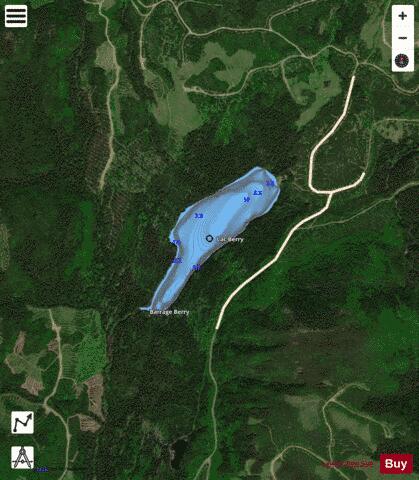 Berry  Lac depth contour Map - i-Boating App - Satellite