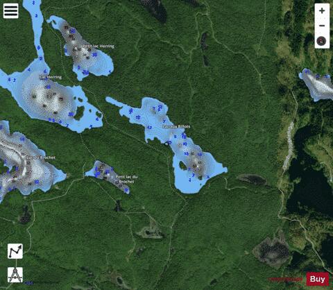 Billots  Lac Aux depth contour Map - i-Boating App - Satellite