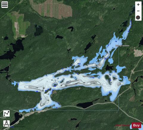 Lac Bourbeau depth contour Map - i-Boating App - Satellite