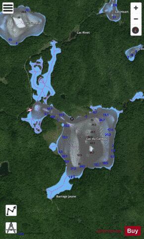 Caribou, Lac du depth contour Map - i-Boating App - Satellite
