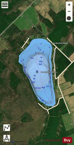 Huit Milles, Lac des depth contour Map - i-Boating App - Satellite
