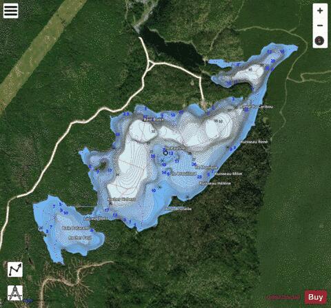 Ilots, Lac aux depth contour Map - i-Boating App - Satellite