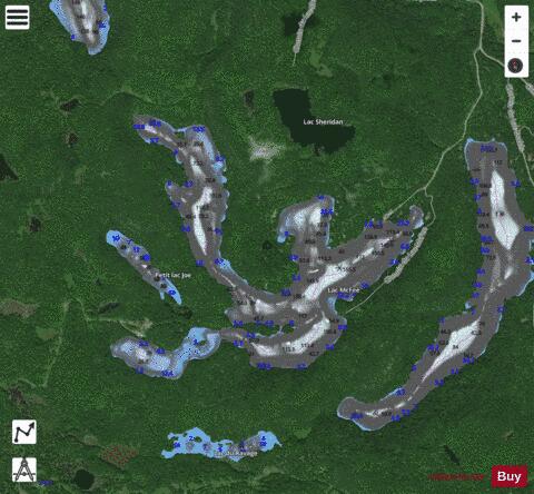 McFee, Lac depth contour Map - i-Boating App - Satellite