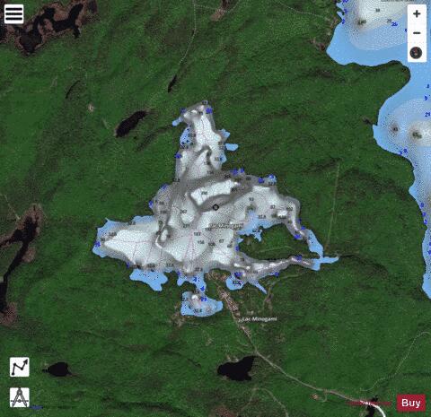 Minogami, Lac depth contour Map - i-Boating App - Satellite