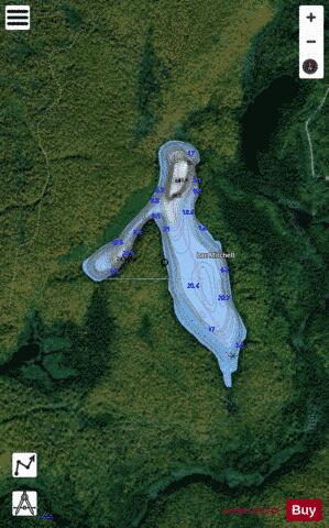 Mitchell, Lac depth contour Map - i-Boating App - Satellite