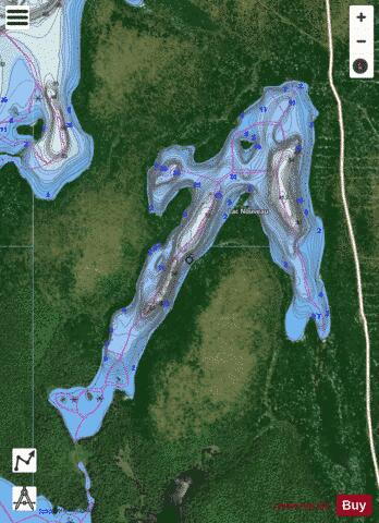 Nouveau, Lac depth contour Map - i-Boating App - Satellite