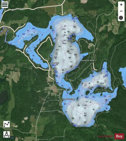Grand Lac Rond depth contour Map - i-Boating App - Satellite