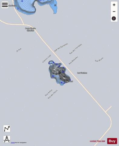 Vert / Vezina  Lac depth contour Map - i-Boating App - Satellite