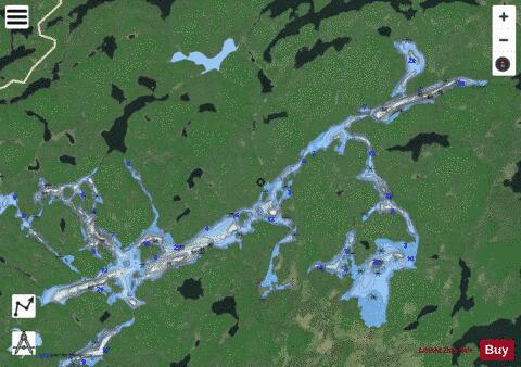 Winawiash, Lac depth contour Map - i-Boating App - Satellite