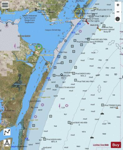 ARANSAS PASS TO BAFFIN BAY Marine Chart - Nautical Charts App - Satellite