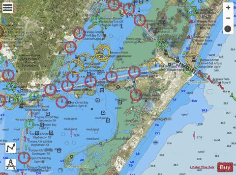CORPUS CRISTI BAY PORT ARANSAS TO PORT INGLESIDE Marine Chart - Nautical Charts App - Satellite