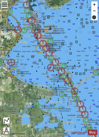 UPPER GALVESTON BAY Marine Chart - Nautical Charts App - Satellite