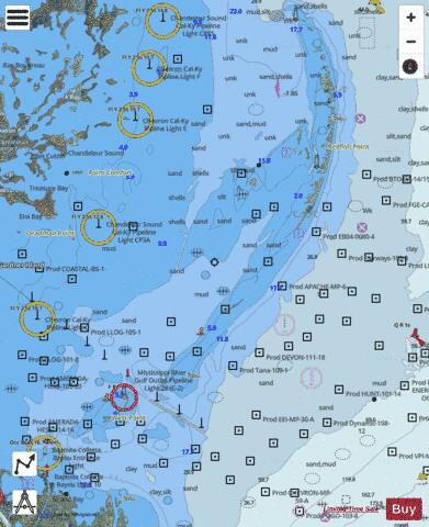 CHANDELEUR AND BRETON SOUNDS Marine Chart - Nautical Charts App - Satellite