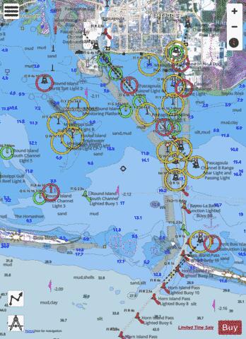 PASCAGOULA HARBOR MISSISSIPPI Marine Chart - Nautical Charts App - Satellite