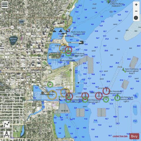TAMPA BAY NORTHERN SECTION - ST PETERSBURG INSET Marine Chart - Nautical Charts App - Satellite