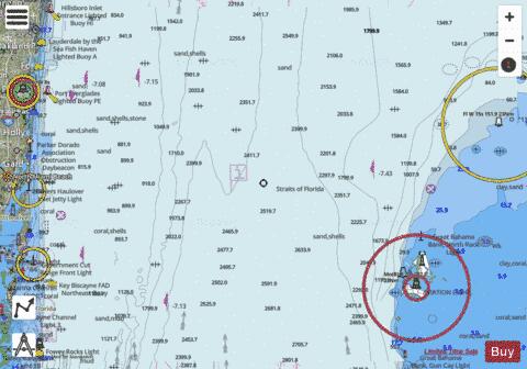 FOWEY ROCKS- HILLSBORO INLET TO BIMINI ISLANDS Marine Chart - Nautical Charts App - Satellite
