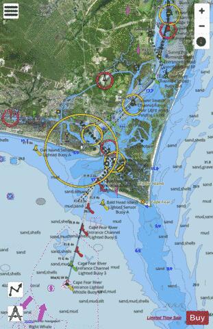 CAPE FEAR RIVER - CAPE FEAR TO WILMINGTON Marine Chart - Nautical Charts App - Satellite