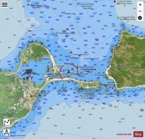 CUTTYHUNK HARBOR  MA  INSET 5 Marine Chart - Nautical Charts App - Satellite