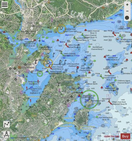 SALEM MARBLEHEAD AND BEVERLY HARBORS Marine Chart - Nautical Charts App - Satellite