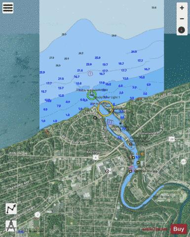 ROCKY RIVER OHIO INSET Marine Chart - Nautical Charts App - Satellite
