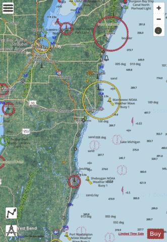 LAKE MICHIGAN-ALGOMA TO SHEBOYGAN Marine Chart - Nautical Charts App - Satellite
