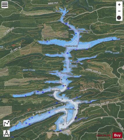 Dierks Lake depth contour Map - i-Boating App - Satellite