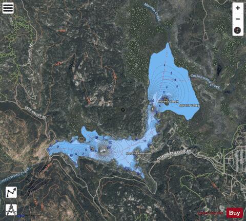 Morena Reservoir depth contour Map - i-Boating App - Satellite