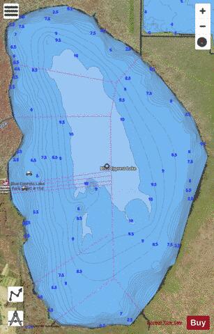 Blue Cypress depth contour Map - i-Boating App - Satellite