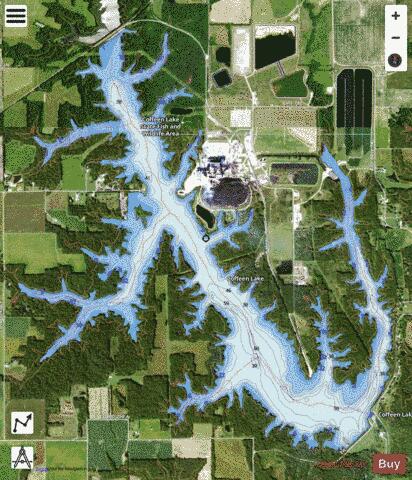 Lake Coffeen depth contour Map - i-Boating App - Satellite