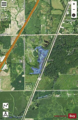 Monee Reservoir depth contour Map - i-Boating App - Satellite