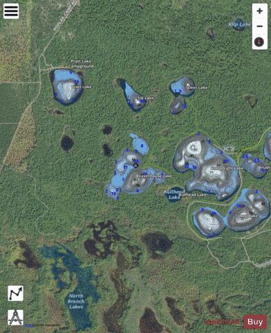 Beaver House Lake ,Luce depth contour Map - i-Boating App - Satellite