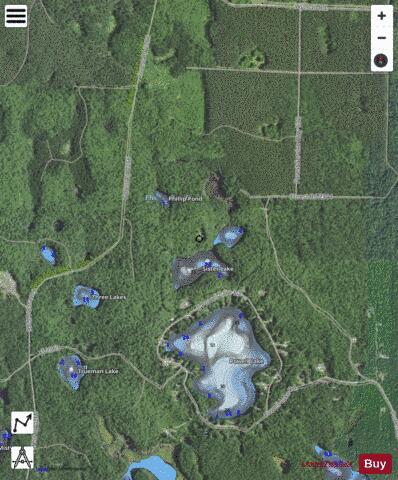 Birch Lake+ Sister Lake + Phillips Pond depth contour Map - i-Boating App - Satellite