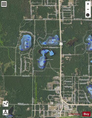 Cashion Lake depth contour Map - i-Boating App - Satellite
